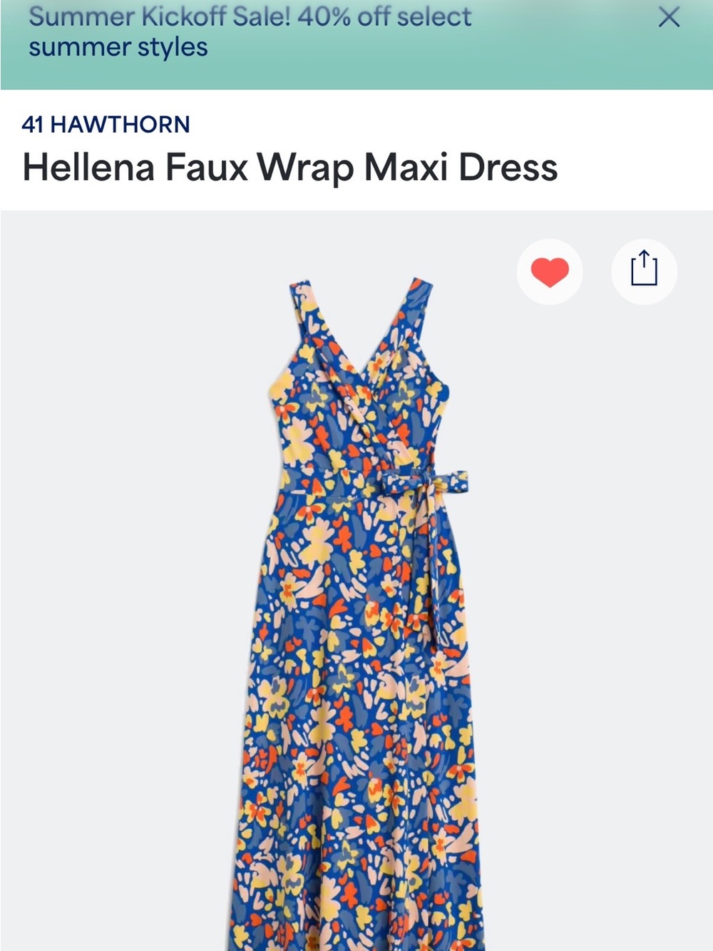 41 Hawthorn Hellena Faux Wrap Maxi Dress - Blue Multi Floral